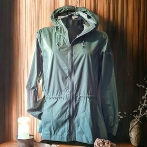Columbia Green Utility Windbreaker Jacket with Hood Size L